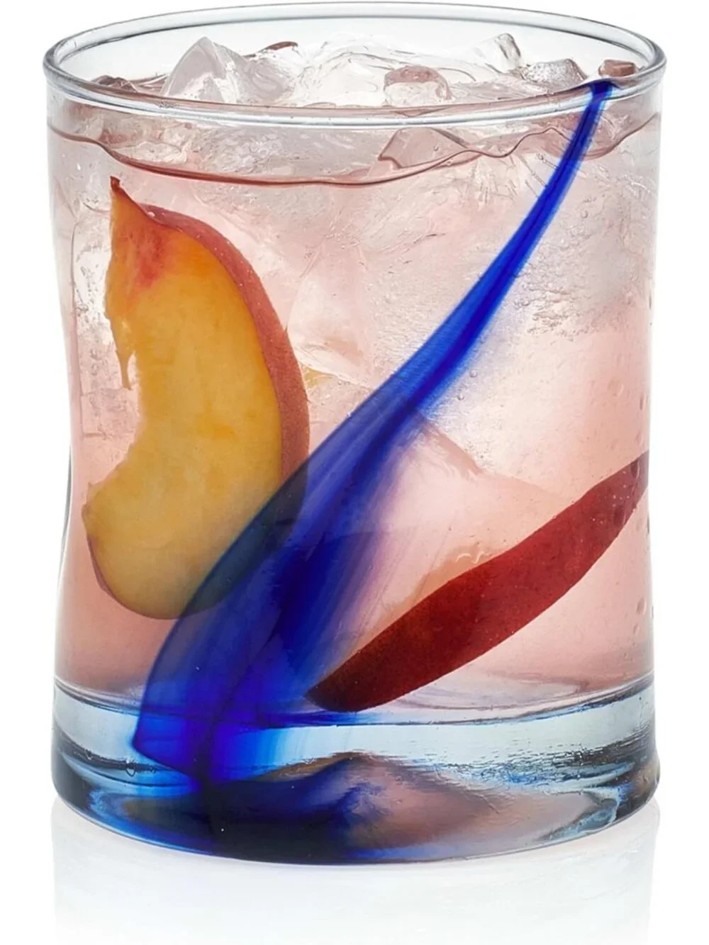 Artisan-Inspired Blue Ribbon Rock Glasses Set of 8, Dishwasher Safe Whiskey Cups